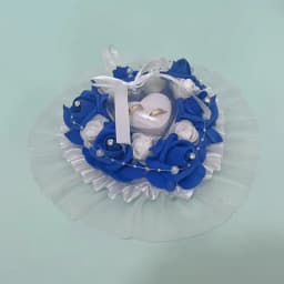 Vintage-Inspired Wedding Ring Pillow – Floral Motifs, Perfect for Classic or Outdoor Weddings
