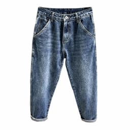 Korean Vintage Loose Tapered Men's Jeans Fashion High Street Drape Harem Pants Youth Hip Hop Streetwear Male Blue Denim Trousers
