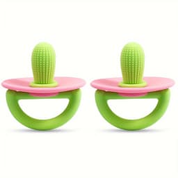 Silicone Teether Ring, Pacifier Type Teething Tool, Soft Molar Stick with Massage Dot