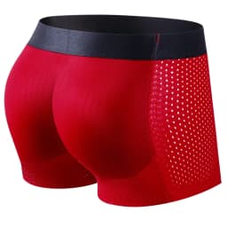 Men's Sexy Fashion Ice Mesh Breathable Butt Lift Boxer Briefs Underwear Padded Underwear Boxer with Hip Pad Buttocks Boxer Trunk