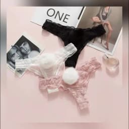 Women Lace Mesh Cotton Thongs Panties Sexy Rabbit Tail Waist Female Underpants Pantys Lingerie Vintage Lingerie for Women
