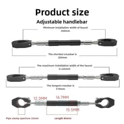 22mm Motorcycle Handlebar Handle Grip Adjustable Crossbar Balance Bracket Steering Wheel Reinforce Replacement Rod Expansion