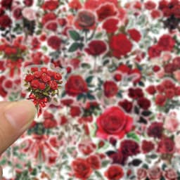 50PCS Retro Red Rose Graffiti Stickers for Mobile Laptop Water Cup Plate Scrapbook Personalized Decorative Stickers