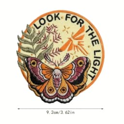 1PC Look For Light Moth Embroidered Patch Nature Animal Inspiring Badge Gift Iron On Patches For Clothing Cap Jacket Trucker Hat