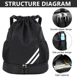 Sports Drawstring Backpack-String Swim Gym Bag with Shoes Compartment and Wet Proof Pocket for Women&Men for Soccer Basketball