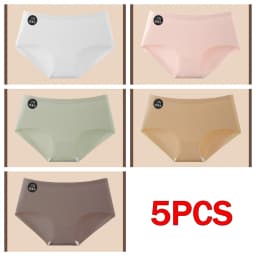 5PCS Seamless Mulberry Silk Panties Women's Soft Lingerie Sexy High Elastic Breathable Briefs Invisible WEDDING DRESS Underpants