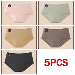 5PCS Seamless Mulberry Silk Panties Women's Soft Lingerie Sexy High Elastic Breathable Briefs Invisible WEDDING DRESS Underpants