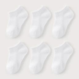 6 Pairs Kids Socks Breathable Mesh Girls Ankle Socks White Black Solid Colors Boys Sports Socks for Spring Summer