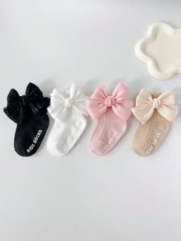 4 Pairs Baby Bow Soft Learning Step Anti Slip Floor Socks,Baby Ankle Socks Suitable for 0-24 Months, Baby Fashion Socks Set Girls