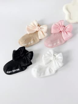 4 Pairs Baby Bow Soft Learning Step Anti Slip Floor Socks,Baby Ankle Socks Suitable for 0-24 Months, Baby Fashion Socks Set Girls