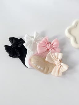 4 Pairs Baby Bow Soft Learning Step Anti Slip Floor Socks,Baby Ankle Socks Suitable for 0-24 Months, Baby Fashion Socks Set Girls