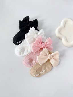 4 Pairs Baby Bow Soft Learning Step Anti Slip Floor Socks,Baby Ankle Socks Suitable for 0-24 Months, Baby Fashion Socks Set Girls