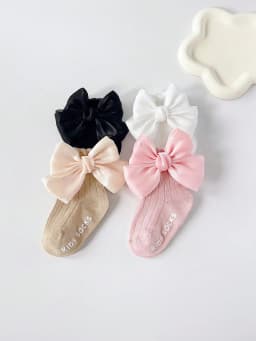 4 Pairs Baby Bow Soft Learning Step Anti Slip Floor Socks,Baby Ankle Socks Suitable for 0-24 Months, Baby Fashion Socks Set Girls