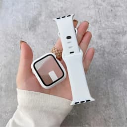 Glass+Case+band For Apple Watch bands 44mm 40mm 45mm 41-38mm 42mm Silicone sport bracelet iWatch series10 8 9 7 6 5 4 3 SE strap