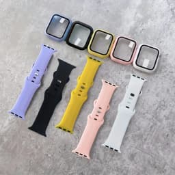 Glass+Case+band For Apple Watch bands 44mm 40mm 45mm 41-38mm 42mm Silicone sport bracelet iWatch series10 8 9 7 6 5 4 3 SE strap