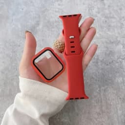 Glass+Case+band For Apple Watch bands 44mm 40mm 45mm 41-38mm 42mm Silicone sport bracelet iWatch series10 8 9 7 6 5 4 3 SE strap