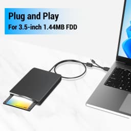 3.5 Inch External Floppy Disk Drive, Portable USB 3.0 Type-C 1.44MB FDD Disk Reader for PC Laptop Desktop Windows 11/10/8/7/XP