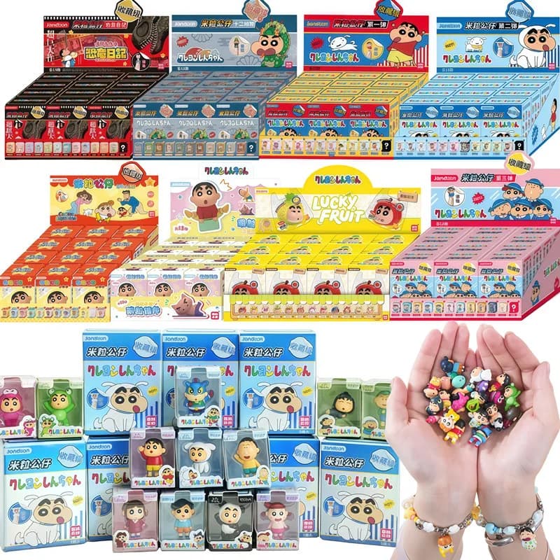 JANDOOM Crayon Shin-Chan Anime Figure Creative Peripheral Dinosaur Diary Baby Rice Grain Doll Model Blind Boxs Toy Birthday Gift