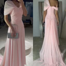 Customized Chiffon Pearl Pleat A-line Off-the-shoulder Long Dresses Bespoke Occasion Party Exquisite Modern Style