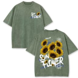 Lift Is Good Beautiful Sunflower Print Washed T Shirts Women Soft Cotton T-Shirt Street Creative Short Sleeve Summer Casual Tops