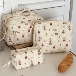 Fashion New Cartoon Rabbit Girl Makeup Bag Tote Cosmetic Organizer Quilted Pouch Handbag Ladies Kawaii Zipper Storage Bag