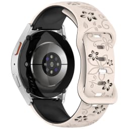 Two-color Flower Design Floral Engraved Silicone Strap 18/20/22mm, For Amazfit GTR, Huawei,Garmin Samsung Galaxy Watch 7 6 5 4