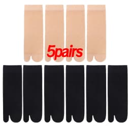 Two Toed Crystal Silk Socks Clear White Black Breathable Cool Stockings Unisex Japanese Men Women Summer Ultra-Thin Tabi Socks