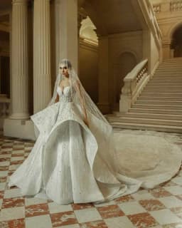 Cathedral Veil No Hair Comb Wedding Veils One Layer Tulle 3D Crystal Lace Tulle White Ivory Bridal Veil Custom Made Veil