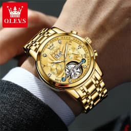 OLEVS 9910 Mens Watch Original Luxury Tourbillon Automatic Mechanical Watche Waterproof Luminous Day-Date Watch With Box Reloj