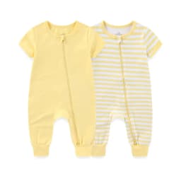 2-Pack Simple Fashion Baby Unisex Jumpsuits Summer Short Sleeve Newborn Boy Girl Zipper Rompers 0-24 Months Infant Clothes