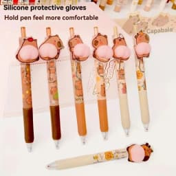 1pc Capybara Squeeze Stress Relief Pen 0.5mm Black Ink, Quick-Dry Retractable Ideal for School & Office Supplies