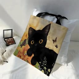 1pc Cute Cartoon Cat Shoulder Bags Funny Animal The Starry Night Shoulder Bags Casual Fashionable Bag, Multi Functional Handbag