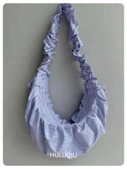 Pleated Striped Dumpling Hobo Bag Solid Color Korean Soft Cotton Phone Purse Stylish Underarm Shoulder Shopping Bag