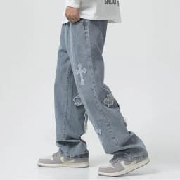 American Harajuku Style Baggy Jeans Y2K Streetwear Striped Denim Pant Men Women Casual Wide Leg Trousers Trendy High Street Pant