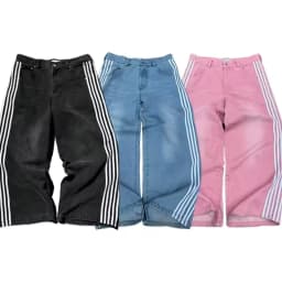 American Harajuku Style Baggy Jeans Y2K Streetwear Striped Denim Pant Men Women Casual Wide Leg Trousers Trendy High Street Pant