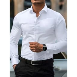 2025 Men's Shirt Brand New Solid Color Long Sleeve Smart Casual Four Season Elastic Male Business Shirts