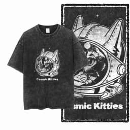 COOLMIND DB Cat Printed Cotton Acid Washed Exclusive Graphic Unisex T Shirt Cool Streetwear Men Tshirts Big Size Tee for Men