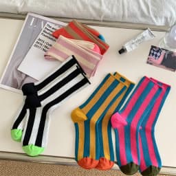 1Pairs Striped Funny Socks Korean Japanese Man Women Design Unisex Fashion Trendy Crew Stockings