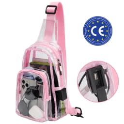 TINYAT Multi Color Clear Women's Chest Bag Comes with USB,Type-c Port,Suitable for Attending Concerts and Outdoor Parties