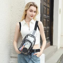 TINYAT Multi Color Clear Women's Chest Bag Comes with USB,Type-c Port,Suitable for Attending Concerts and Outdoor Parties