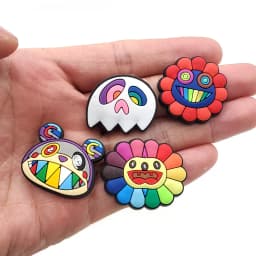Flower Ghost Smile PVC Shoe Charms Slippers Buckle Combination Fit Wristbands Accessories Decoration Bands Gift Unisex Party