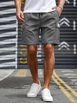 Big Pocket Men's Shorts Casual Work Cool Pants with Point Loose Fit Clothing Waist Sports Male Outfit Shorts