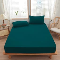 1 piece of solid color bed sheet for bedroom 100%Polyeste Elastic Band Around bedding Fitted Sheet Only (excluding pillowcases)