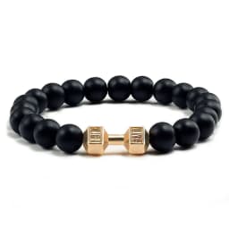 Gym Dumbbells Beads Bracelet Natural Stone Barbell Energy Weights Bracelets for Women Men Couple Pulsera Wristband Jewelry Gift