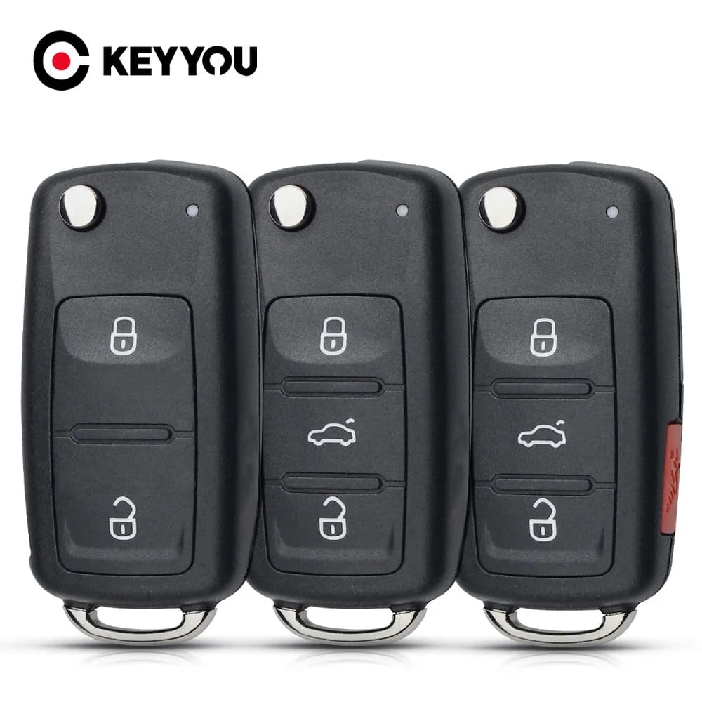 KEYYOU Flip Blank Case Car Remote Key Shell Fob For VW For Volkswagen Golf Polo Caddy Jetta Beetle Touran Octavia Eos Scirocco