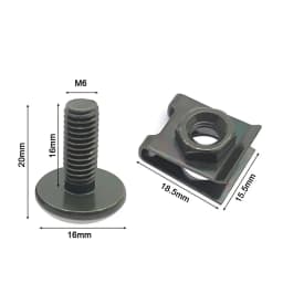 10 Set Motorcycle Scooter ATV Moped Plastic Cover Screw Bolt and U Type Clips with Nut M6 6mm M6X16 Army green
