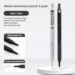 Metal Mechanical Pencil 0.3/0.5/0.7 mm Low Gravity Drawing Automatic HB Pencil Set with Leads Office School Writing Art Supplies