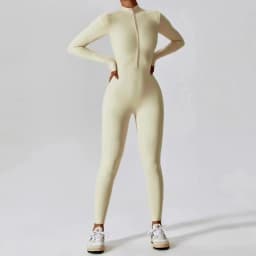 Womens Yoga Jumpsuits Long Sleeve Thin Slim Fit Stretch One Piece Playsuits Romper Sexy Fitness Female Basic Zipper Sportwears
