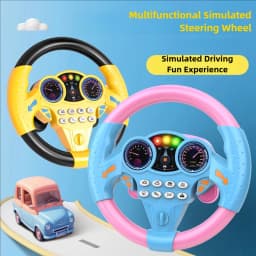 Children's Steering Wheel Toy, Simulated Co-Pilot 360-Degree Rotating Music Steering Wheel, Educational Enlightenment Toy