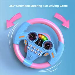 Children's Steering Wheel Toy, Simulated Co-Pilot 360-Degree Rotating Music Steering Wheel, Educational Enlightenment Toy